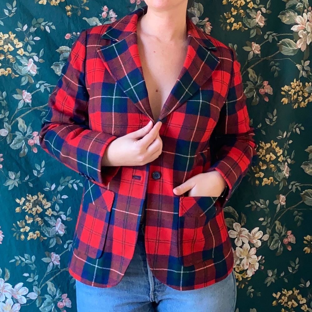 Classic Vintage Plaid Blazer
